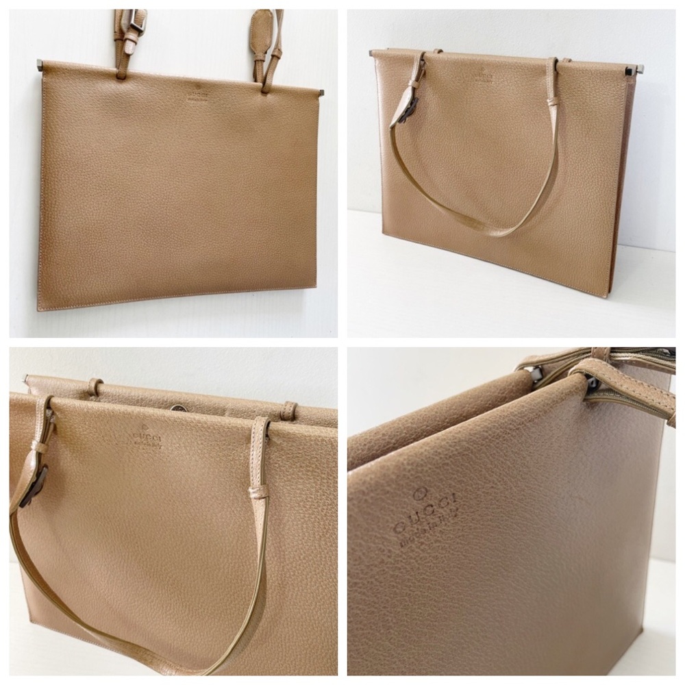 ❤️SOLD❤️Gucci tan leather embossed logo minimalist shoulder bag - Picture 5 of 12